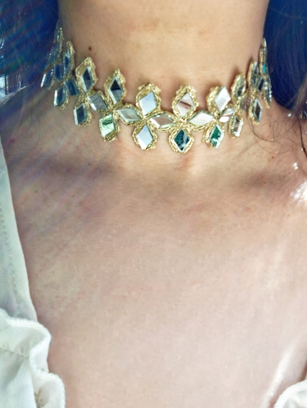 Handmade Boho Mirror Choker Necklace - Women Jewelry